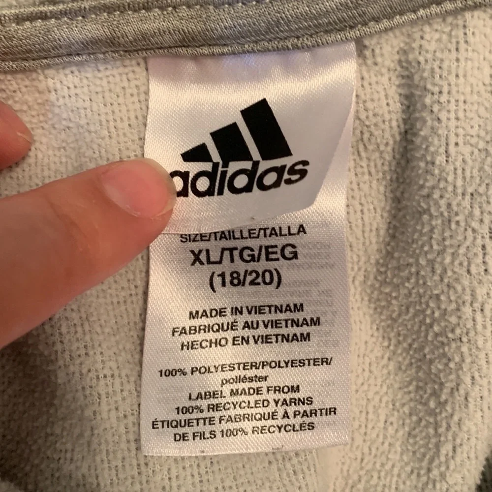 Grey Adidas Kids Hoodie XL